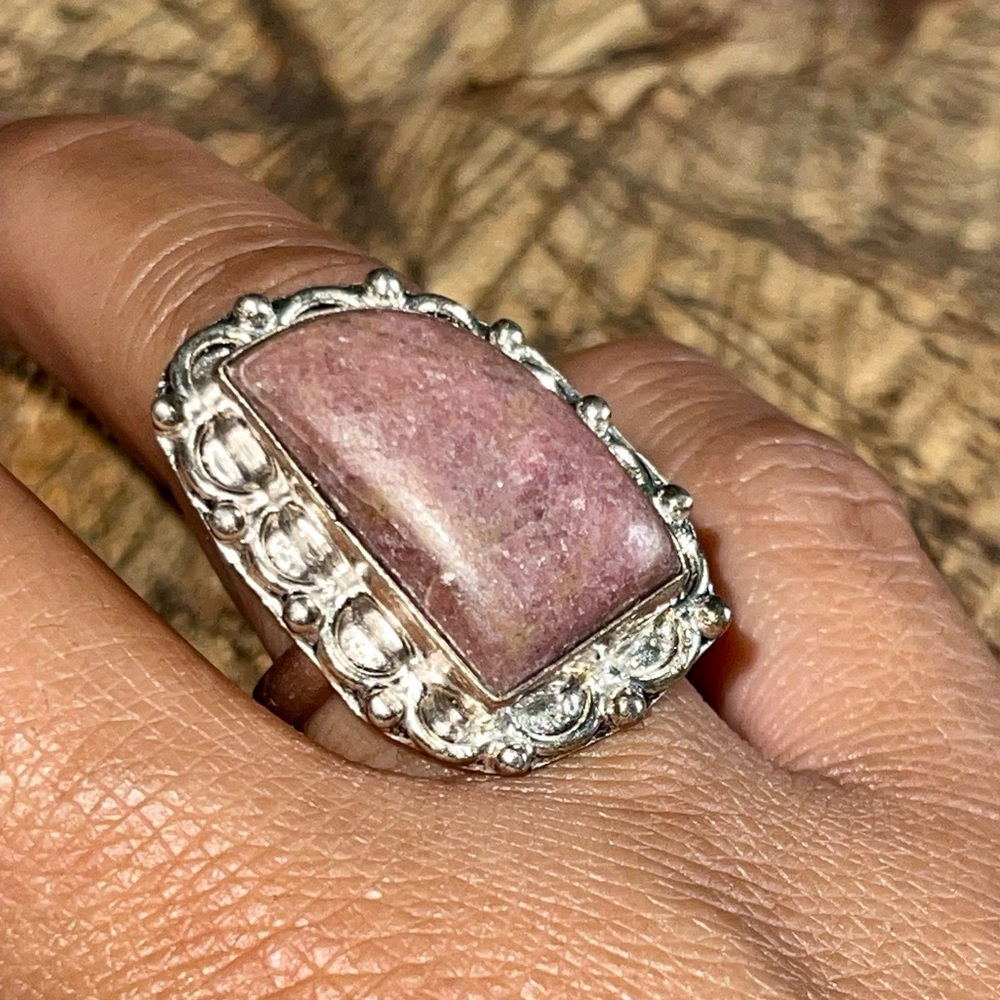 Pinkish Rhodochrosite Ring 9 1/4